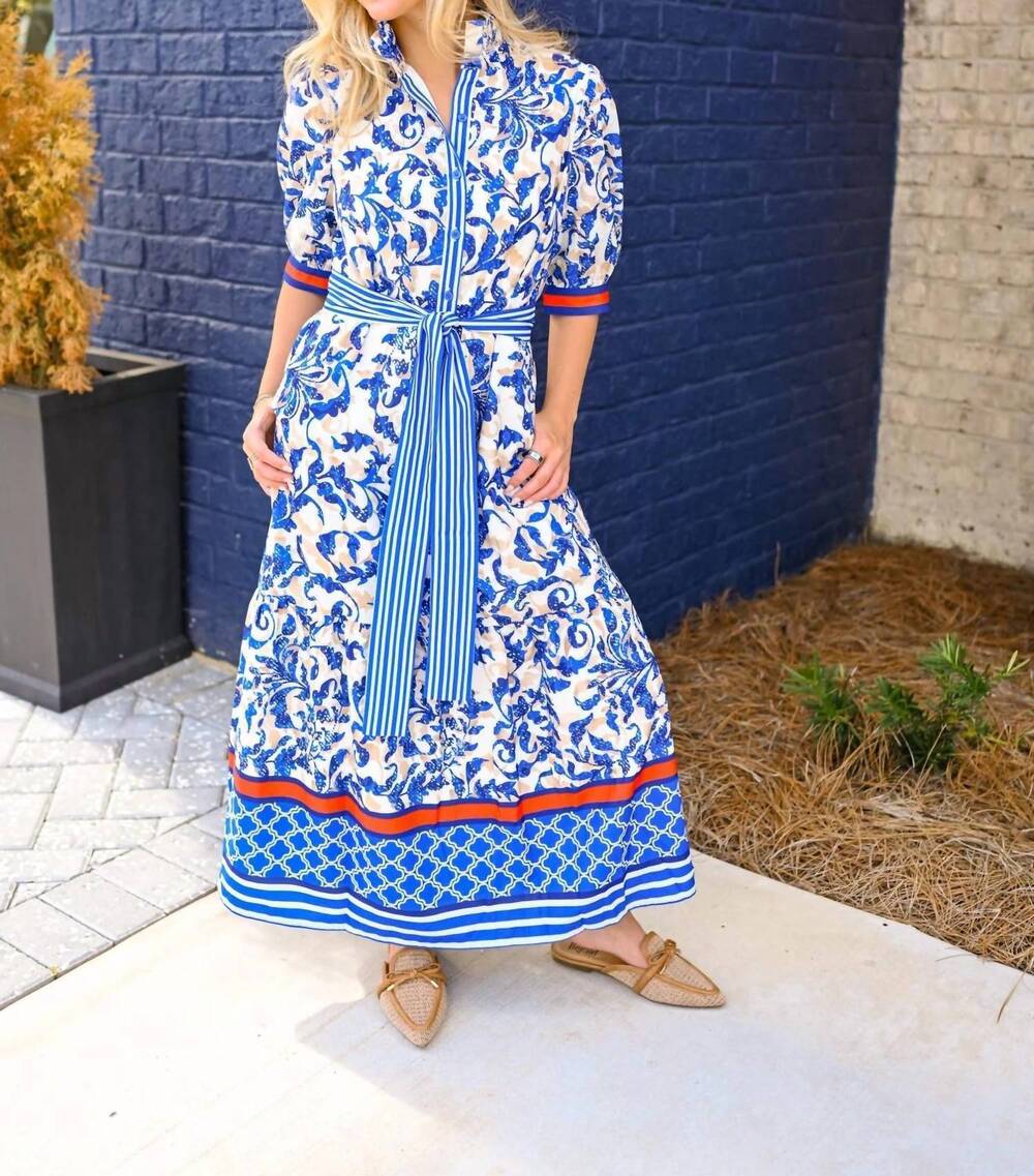 NEW JADE & JOY JOY ivy short sleeve maxi dress in blue